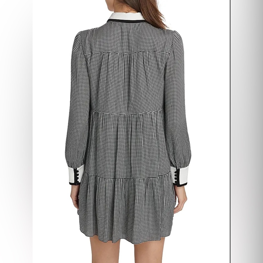 NWT $550 Alice + Olivia Carol Houndstooth Tieneck Minidress - Picture 6 of 9